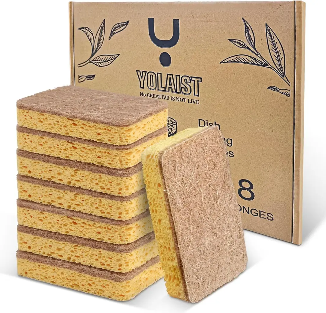 Compostable Kitchen Sponges – Biodegradable Scrubbers (Pack of 8)